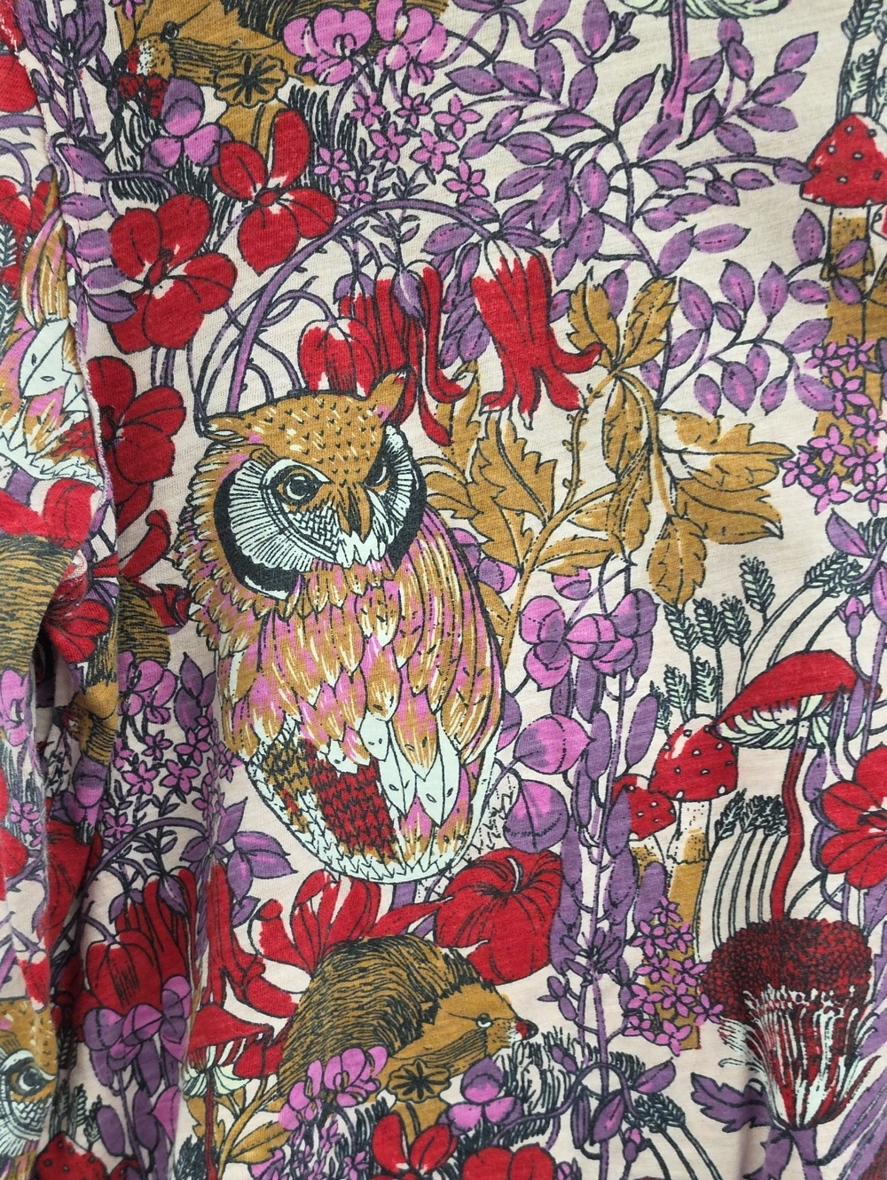 ๐ฆ"OWL WOODLAND MUSHROOM LONG SLEEVE GRAPHIC TEE/CROP TOP BY "ANTHROPOLOGIE"๐ฆ - Picture 9 of 15